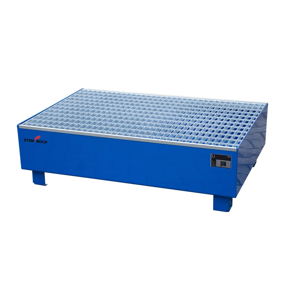 Product afbeelding: Steinbock® lekbak, 2x 200 l, hxbxd 360 x 1.200 x 800 mm, incl. rooster, blauw