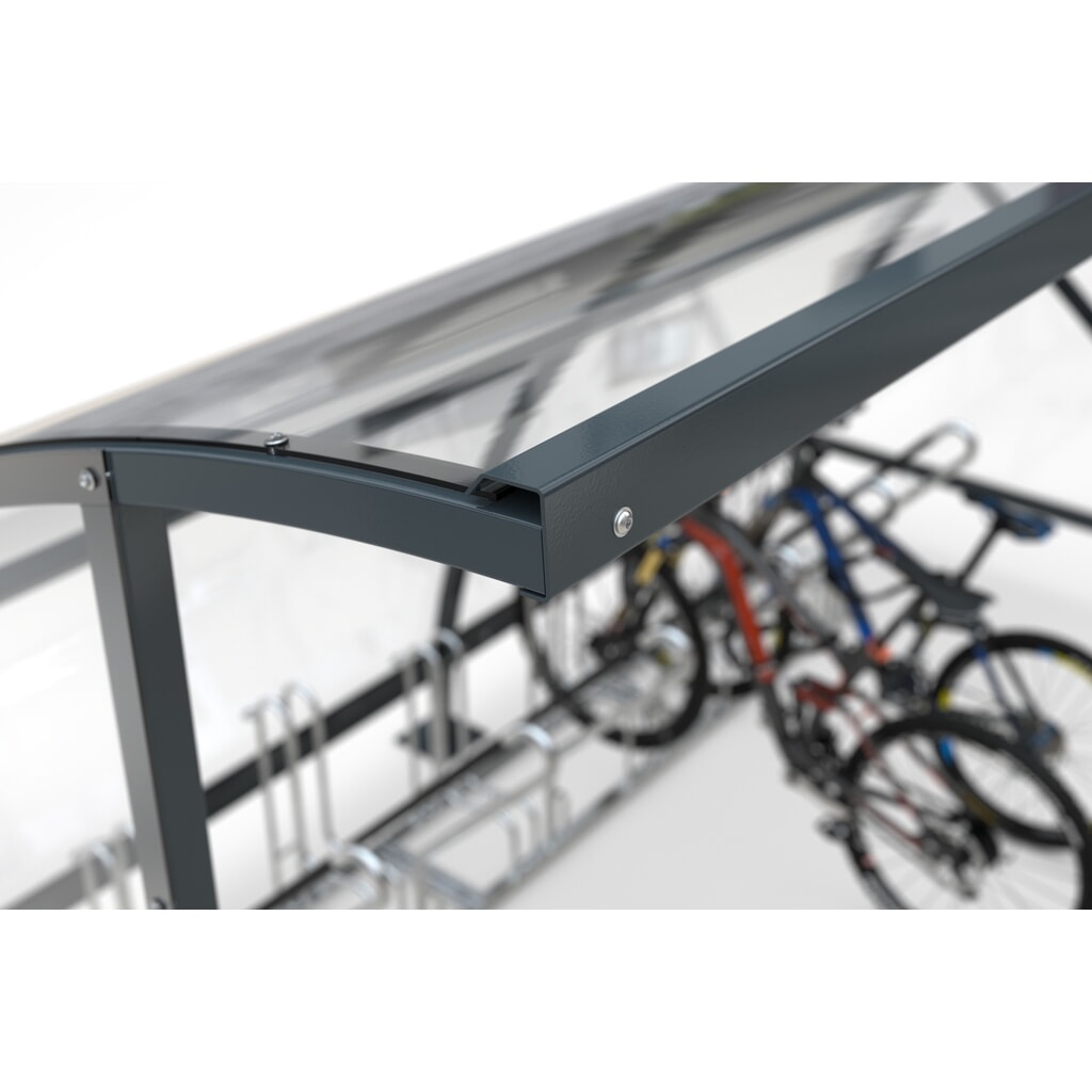Overkapping SWING in rondboogontwerp, breedte 4.080 mm, RAL 7016 antracietgrijs Productafbeelding nr. 2: Overkapping SWING in rondboogontwerp, breedte 4.080 mm, RAL 7016 antracietgrijs
