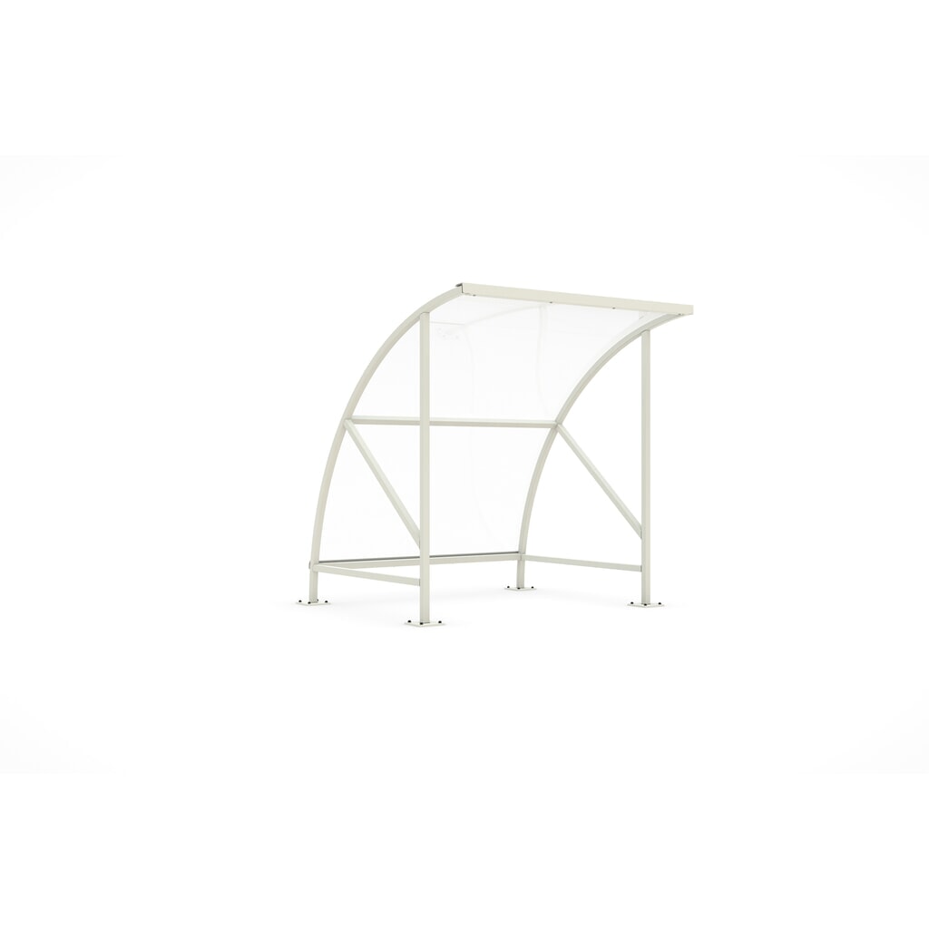 Overkapping SWING in rondboogontwerp, breedte 2.040 mm, RAL 9002 grijswit Product afbeelding: Overkapping SWING in rondboogontwerp, breedte 2.040 mm, RAL 9002 grijswit