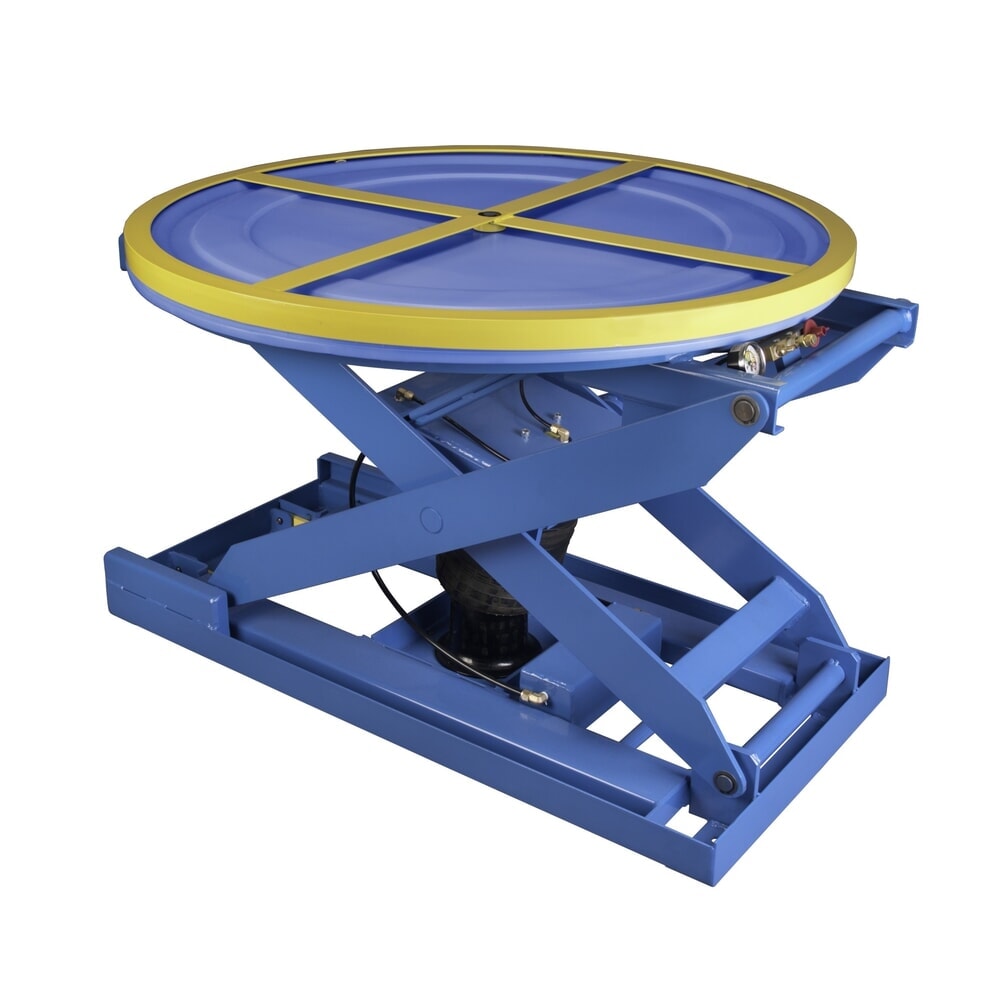 Product afbeelding: Bishamon Palletpositioneerder geschaard op perslucht met draaiplatform, draagvermogen 1.400 kg, Ø 1.092 mm