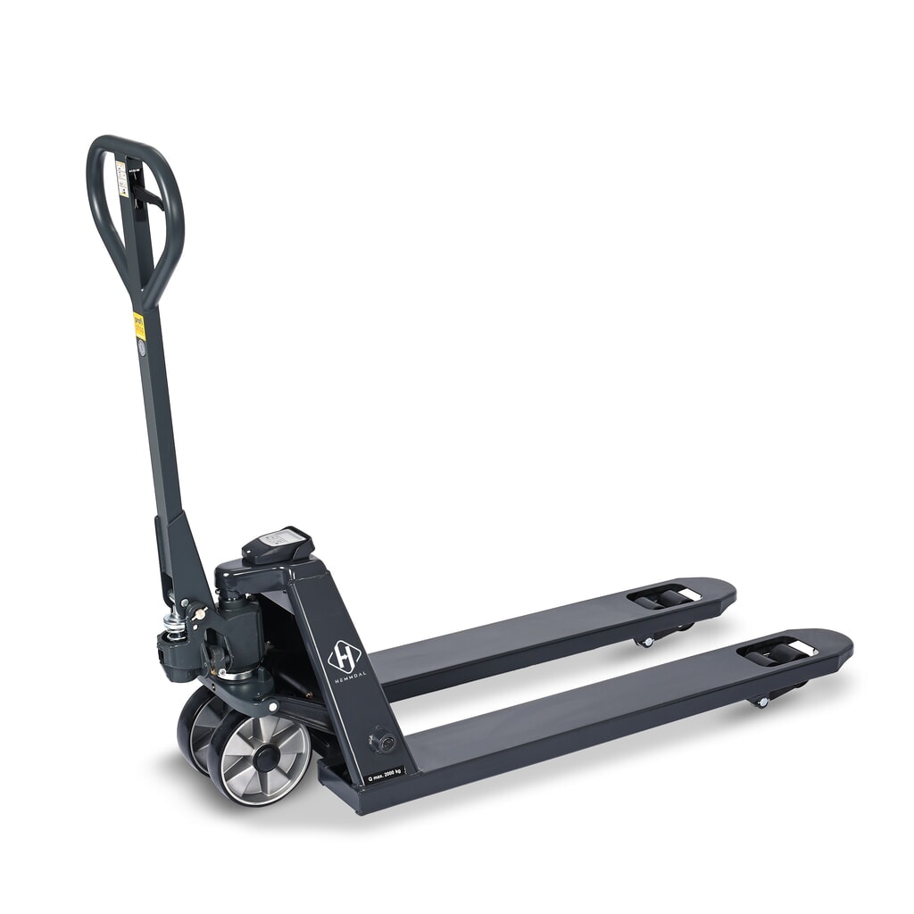 Product afbeelding: Transpallet met weegschaal HEMMDAL PTM 2.0 Schaal, draagvermogen 2.000 kg, 5 kg-stappen, tandem-vorkwielen