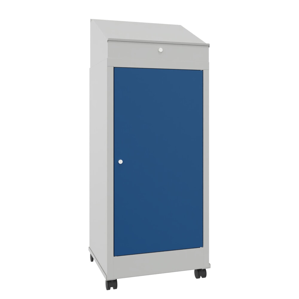 Productafbeelding nr. 1: PAVOY industriële lessenaar, verrijdbaar, hxbxd 1.330 x 500 x 500 mm, 2 planken, lichtgrijs, gentiaanblauw