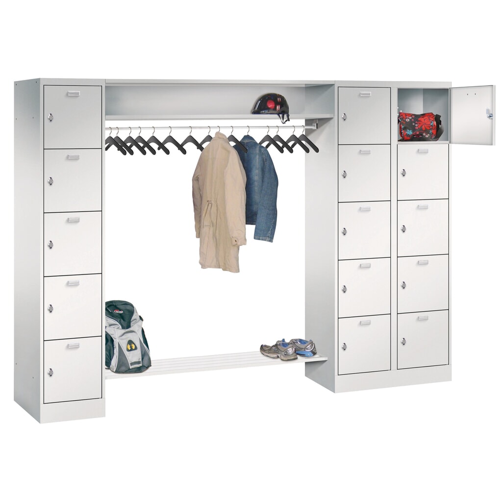 PAVOY lockerkast, 1 x 5 vakken + 1 x 10 vakken, draaivergrendeling, hxbxd 1.950 x 2.550 x 500 mm, vakbreedte 400 mm Product afbeelding: PAVOY lockerkast, 1 x 5 vakken + 1 x 10 vakken, draaivergrendeling, hxbxd 1.950 x 2.550 x 500 mm, vakbreedte 400 mm