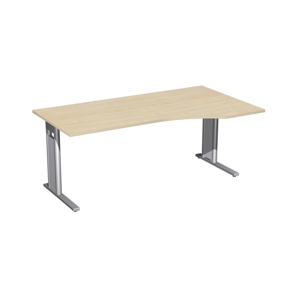 Product afbeelding: Geramöbel bureauschrijftafel Profi, onderstel met C-voet, PC-vormig tafelblad rechts, BxD 1.800 x 1.000 mm, ahorn