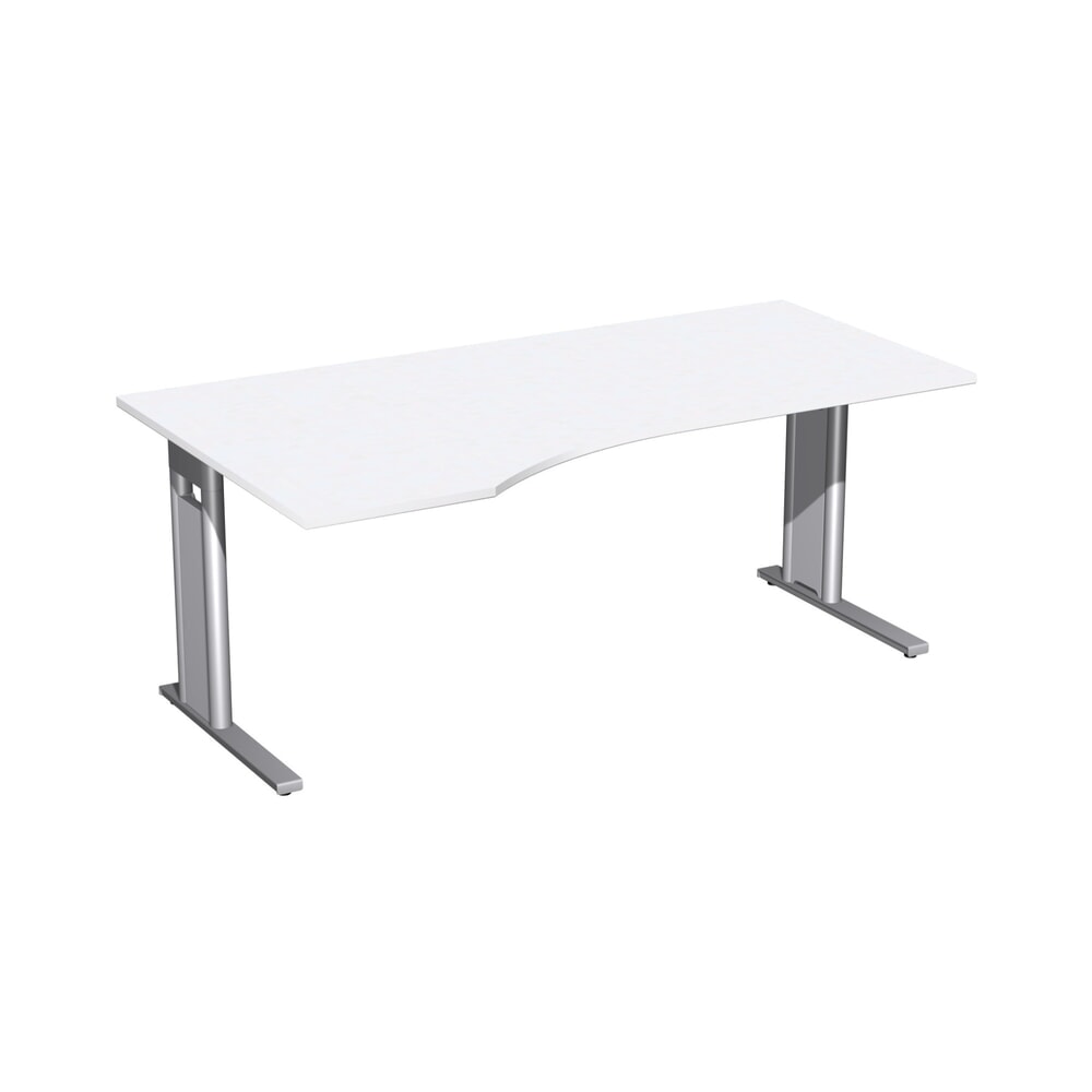 Product afbeelding: Geramöbel bureauschrijftafel Profi, onderstel met C-voet, PC-vormig tafelblad links, BxD 1.800 x 1.000 mm, wit