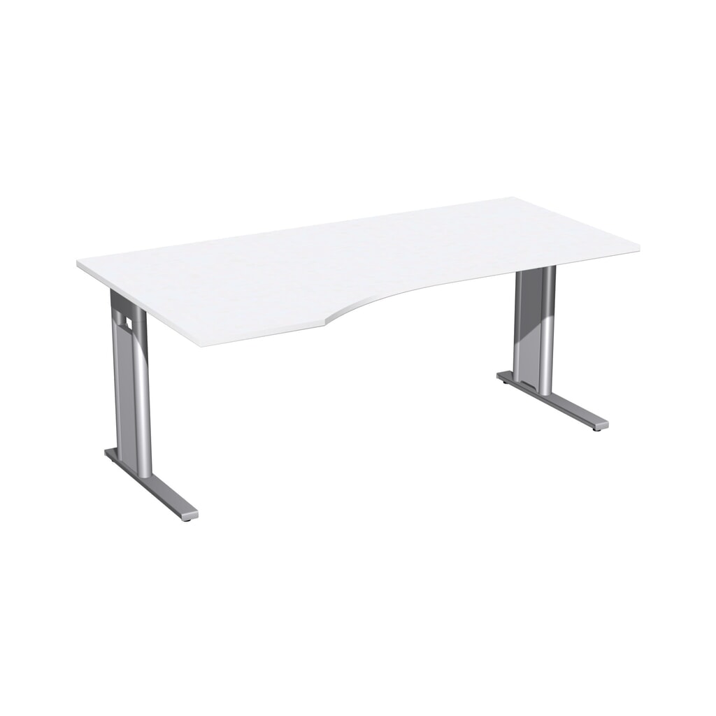 Product afbeelding: Geramöbel bureauschrijftafel Profi, onderstel met C-voet, PC-vormig tafelblad links, BxD 1.800 x 1.000 mm, wit