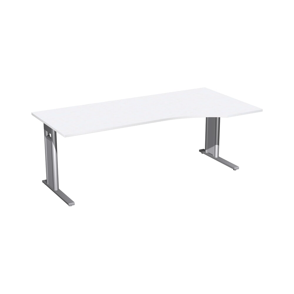 Product afbeelding: Geramöbel bureauschrijftafel Profi, onderstel met C-voet, PC-vormig tafelblad rechts, BxD 2.000 x 1.000 mm, wit