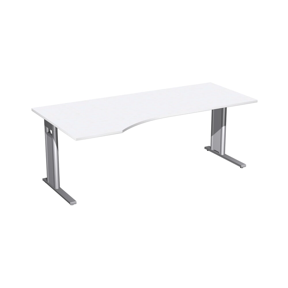 Product afbeelding: Geramöbel bureauschrijftafel Profi, onderstel met C-voet, PC-vormig tafelblad links, BxD 2.000 x 1.000 mm, wit