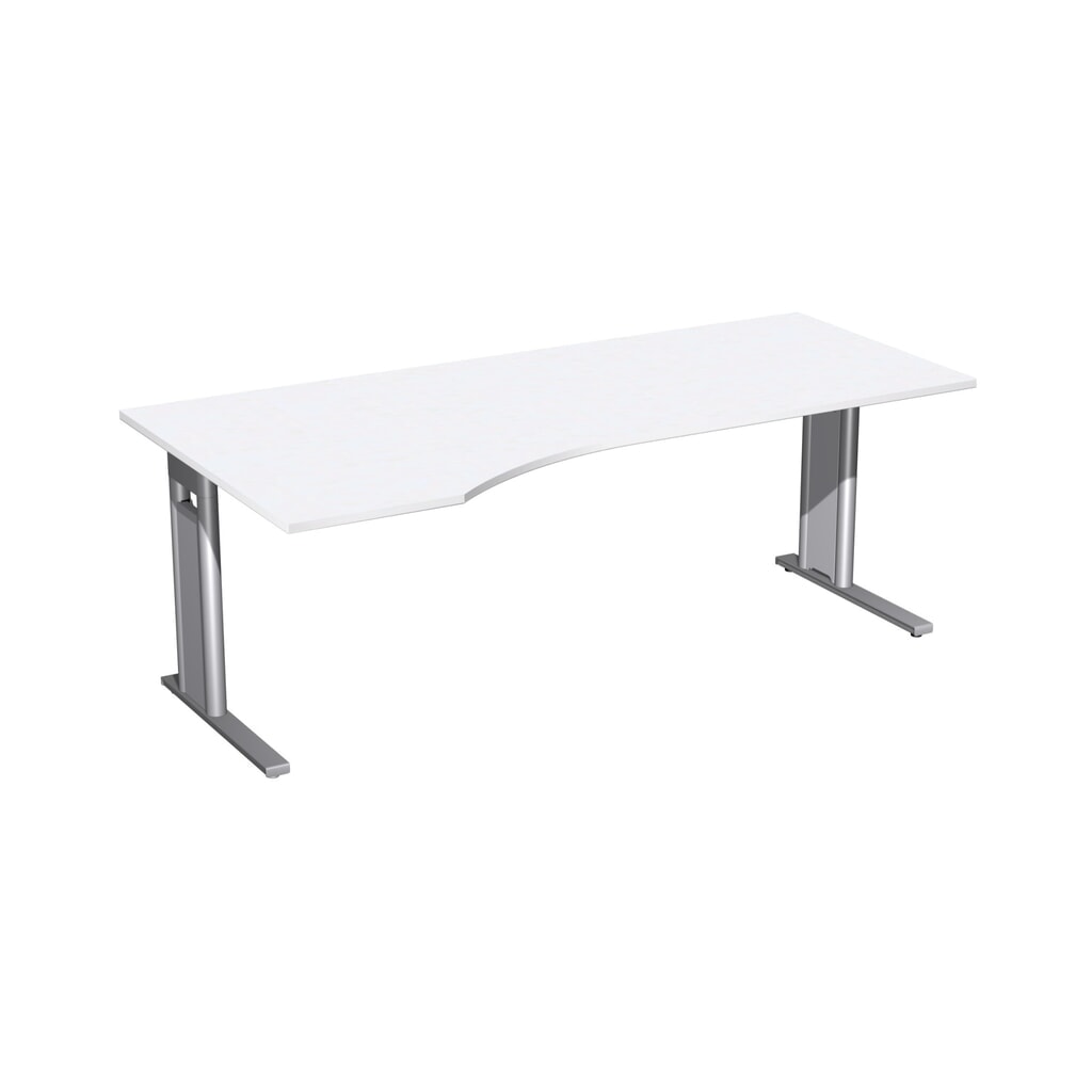 Geramöbel bureauschrijftafel Profi, onderstel met C-voet, PC-vormig tafelblad links, BxD 2.000 x 1.000 mm, wit Product afbeelding: Geramöbel bureauschrijftafel Profi, onderstel met C-voet, PC-vormig tafelblad links, BxD 2.000 x 1.000 mm, wit