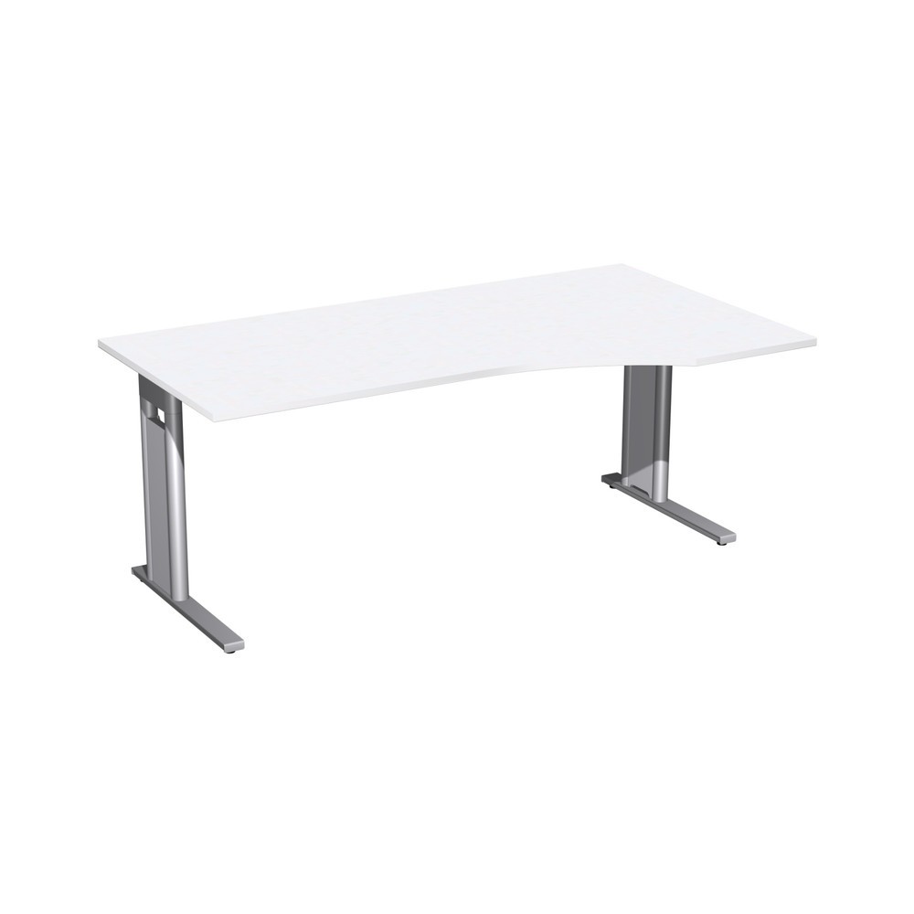 Product afbeelding: Geramöbel bureauschrijftafel Profi, onderstel met C-voet, PC-vormig tafelblad rechts, BxD 1.800 x 1.000 mm, wit
