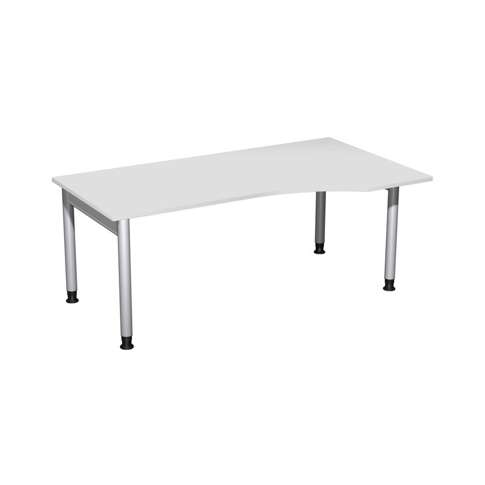 Productafbeelding nr. 1: Geramöbel handmatig in hoogte verstelbaar bureau Profi, 4-poots frame, PC-vormig tafelblad rechts, BxD 1.800 x 1.000 mm, lichtgrijs