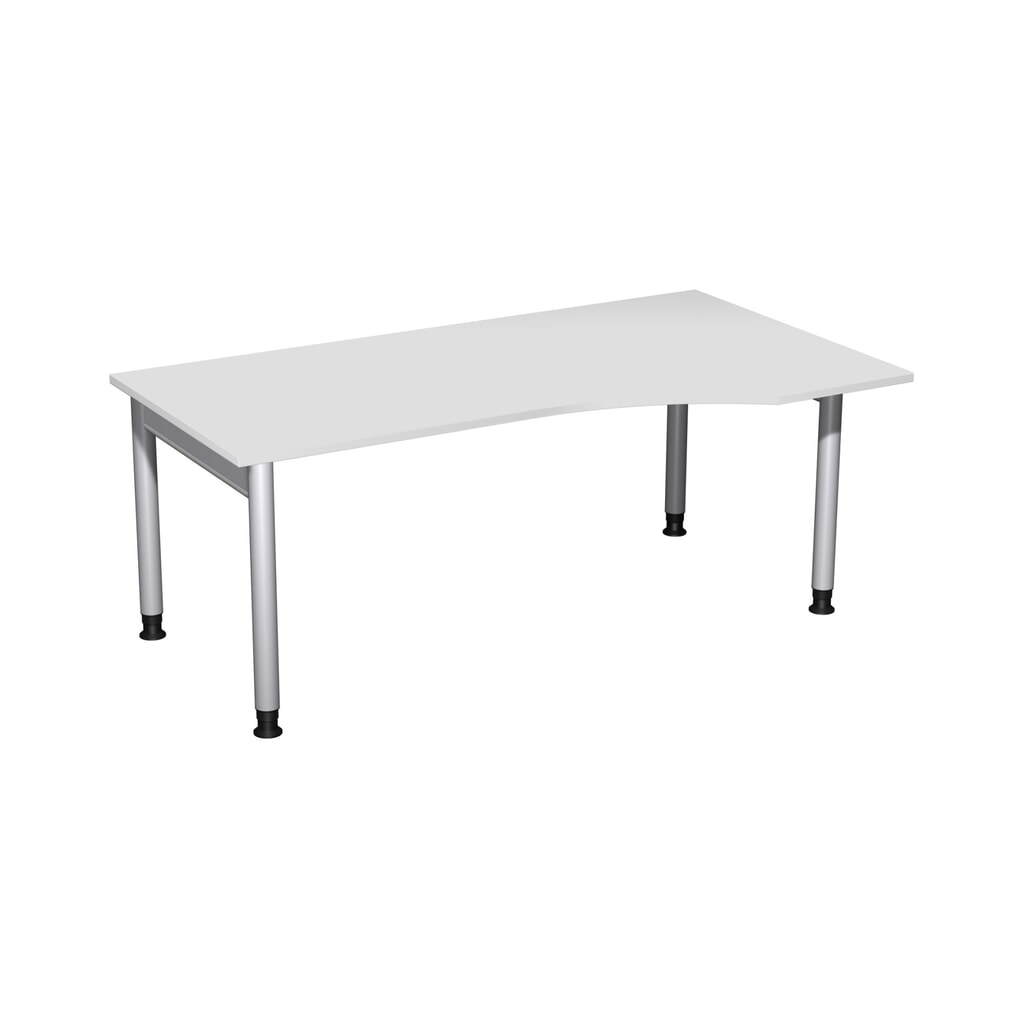 Product afbeelding: Geramöbel handmatig in hoogte verstelbaar bureau Profi, 4-poots frame, PC-vormig tafelblad rechts, BxD 1.800 x 1.000 mm, lichtgrijs