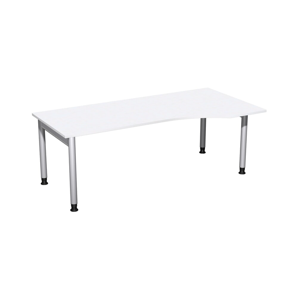 Product afbeelding: Geramöbel handmatig in hoogte verstelbaar bureau Profi, 4-poots frame, PC-vormig tafelblad rechts, BxD 2.000 x 1.000 mm, wit