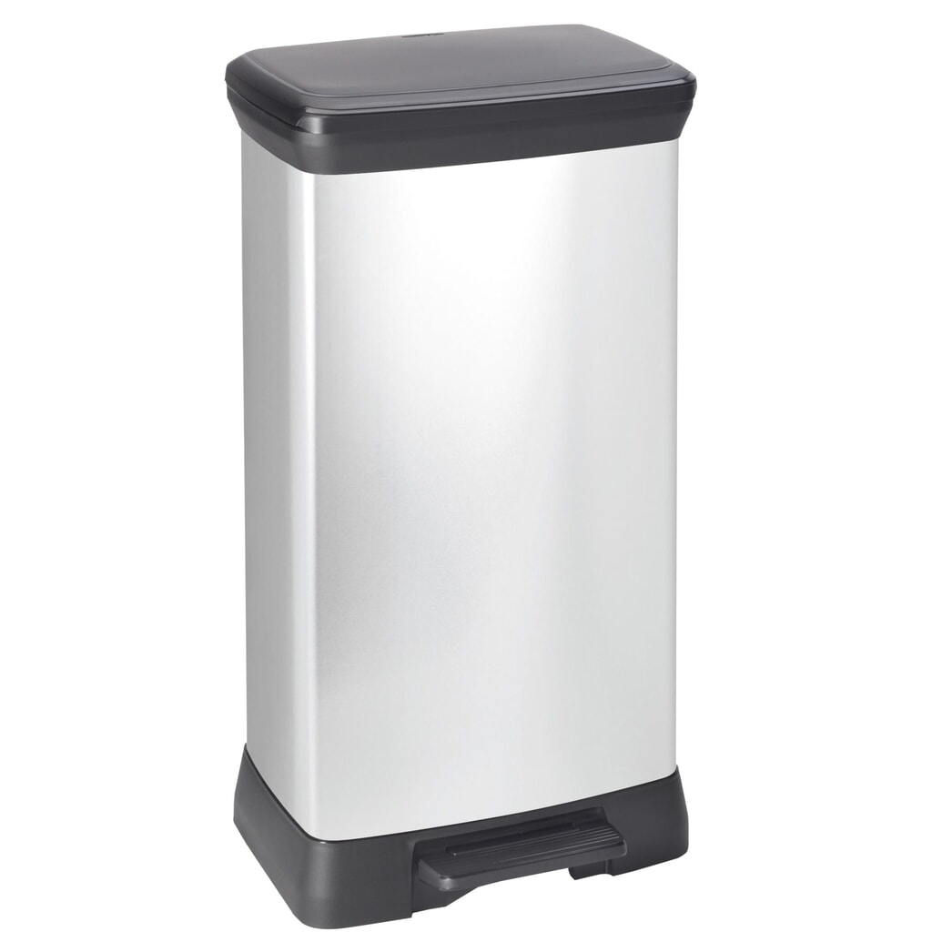 Product afbeelding: Pedaalafvalbak DECOBIN Duo, rechthoekig, 2x23 liter, zilver / zwart