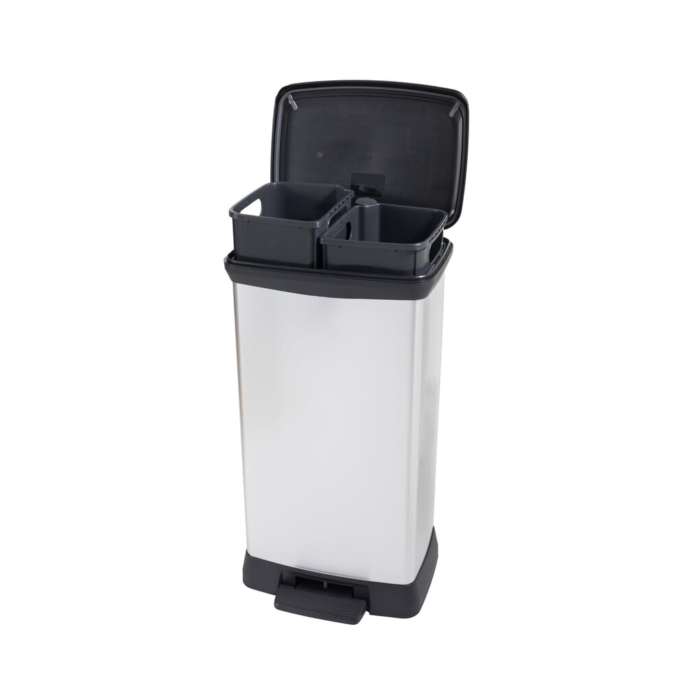 Productafbeelding nr. 3: Pedaalafvalbak DECOBIN Duo, rechthoekig, 2x23 liter, zilver / zwart