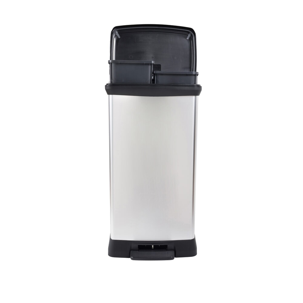Productafbeelding nr. 4: Pedaalafvalbak DECOBIN Duo, rechthoekig, 2x23 liter, zilver / zwart