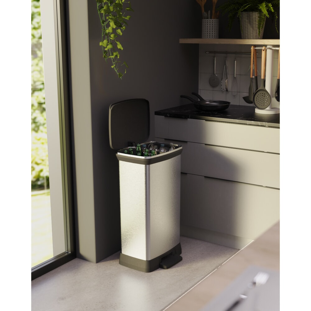 Productafbeelding nr. 11: Pedaalafvalbak DECOBIN Duo, rechthoekig, 2x23 liter, zilver / zwart