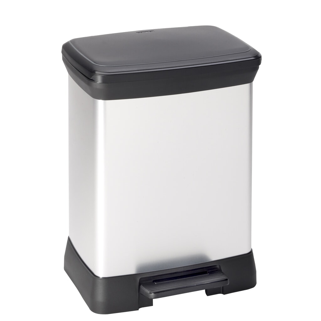 Product afbeelding: Pedaalafvalbak DECOBIN, rechthoekig, 30 liter, zilver / zwart