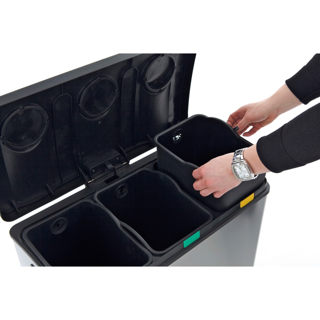 Productafbeelding nr. 5: Pedaalafvalbak Rejoice Recycling, 3 x 12 l, roestvrij staal mat