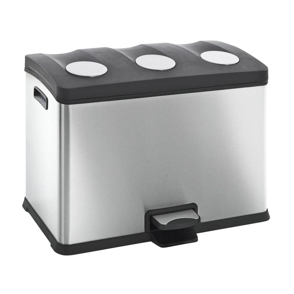 Product afbeelding: Pedaalafvalbak Rejoice Recycling, 3 x 12 l, roestvrij staal mat