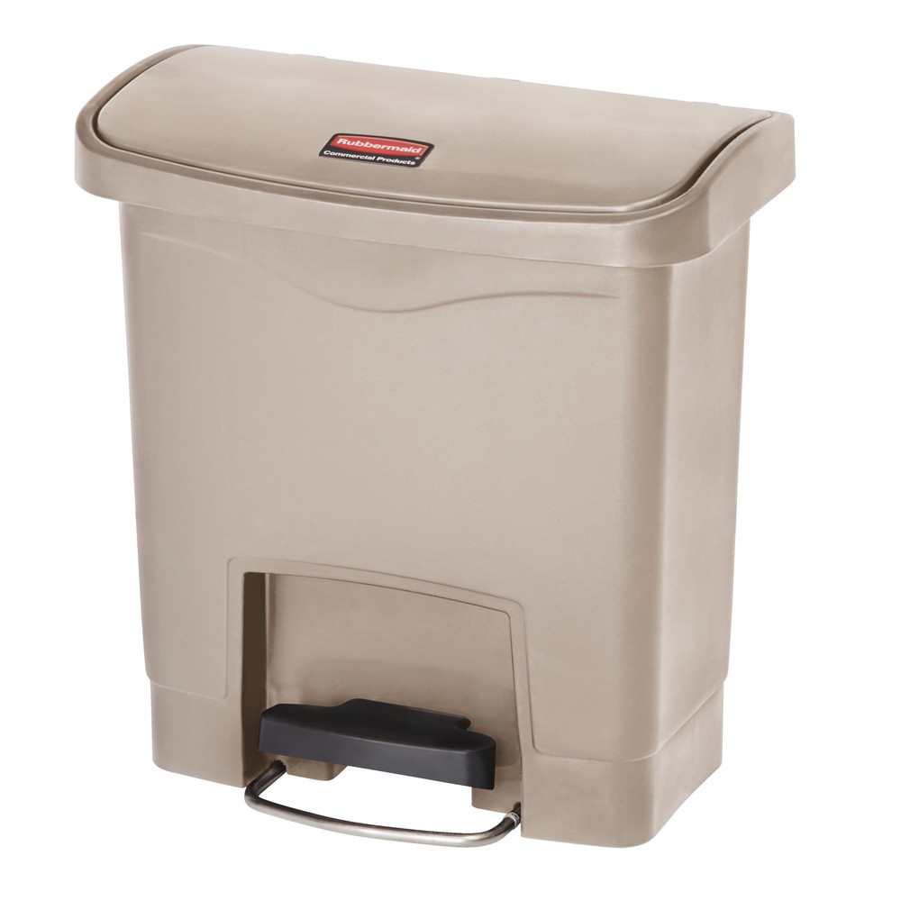 Product afbeelding: Rubbermaid Slim Jim® pedaalbak met breed zijpedaal, kunststof, 15 liter, Beige