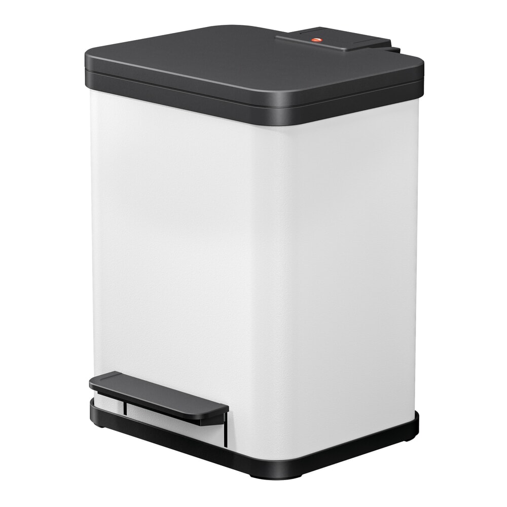 Product afbeelding: Hailo pedaalafvalscheidingsbak Öko duo Plus M, 2x 9 liter, gedempt sluitmechanisme, wit, mat