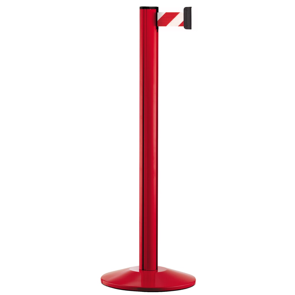Product afbeelding: Personengeleidingssysteem Classic, staander rood, rood/wit diagonaal gestreept