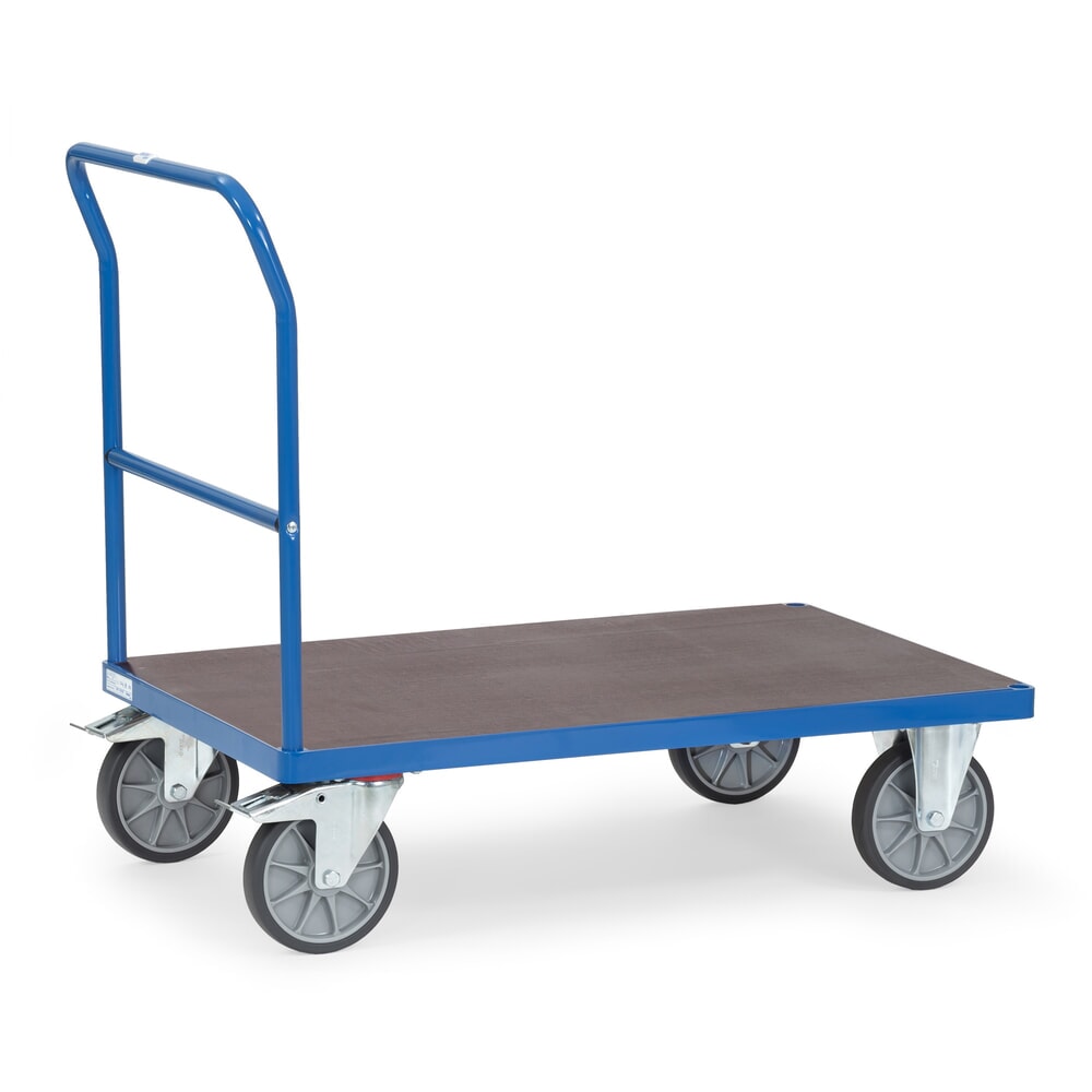 Productafbeelding nr. 1: Plateauwagen fetra® met duwbeugel, slipvast laadvlak bxd 600 x 1.000 mm, briljantblauw