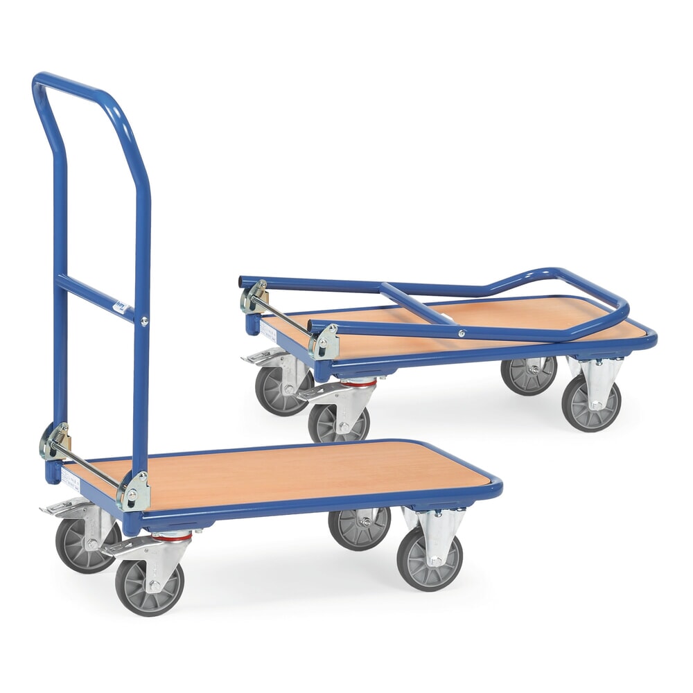 Productafbeelding nr. 1: Plateauwagen fetra® met houten laadvlak, beugel inklapbaar, bxd 450 x 720 mm, draagvermogen 250 kg