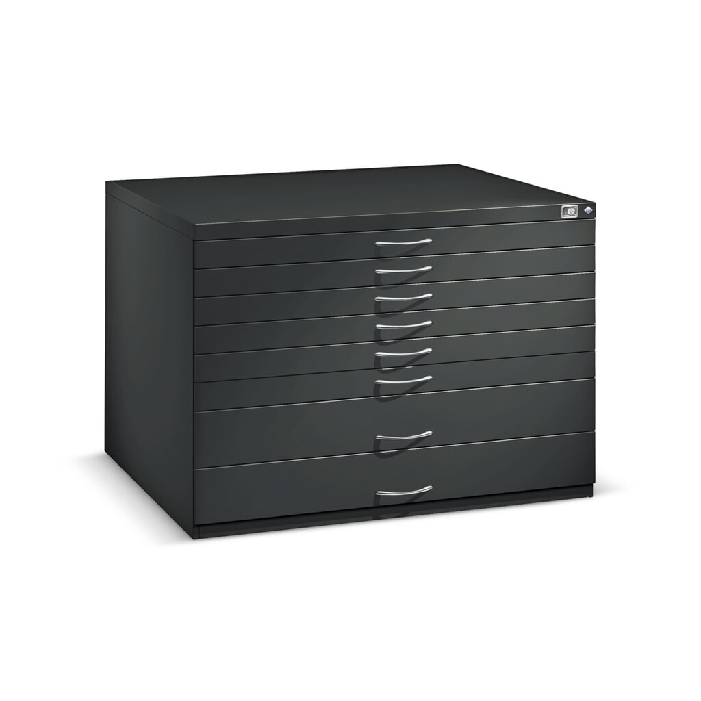 Platte archiefkast C+P, 5 laden DIN A1, lichtgrijs Productafbeelding nr. 2: Platte archiefkast C+P, 5 laden DIN A1, lichtgrijs