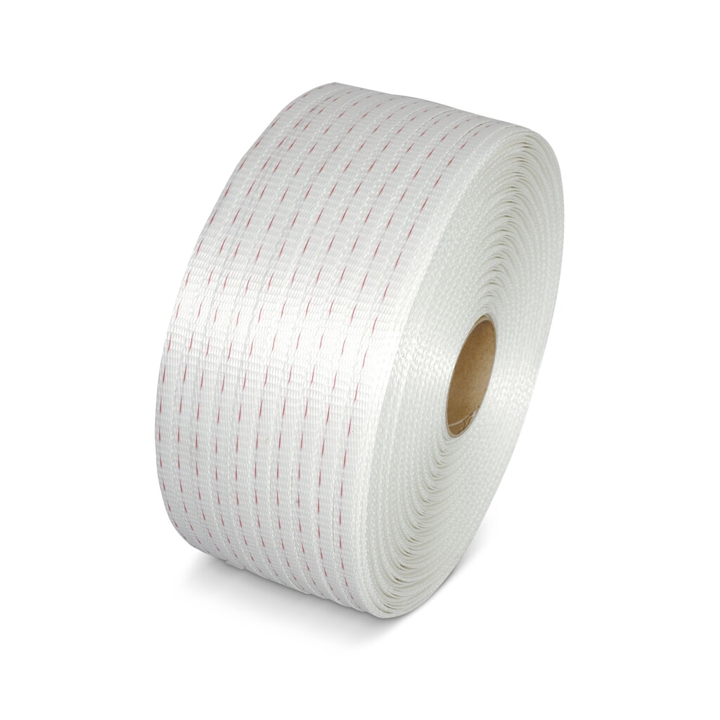 Polyester omsnoeringsband, geweven, lengte 500 m, bandbreedte 19 mm Product afbeelding: Polyester omsnoeringsband, geweven, lengte 500 m, bandbreedte 19 mm