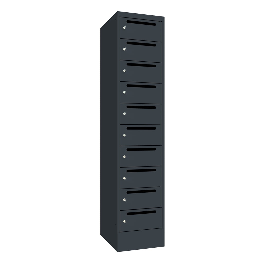 Product afbeelding: Postsorteerkast PAVOY, 1x 10 vakken, hxbxd 1.850 x 430 x 500 mm, antracietgrijs, antracietgrijs