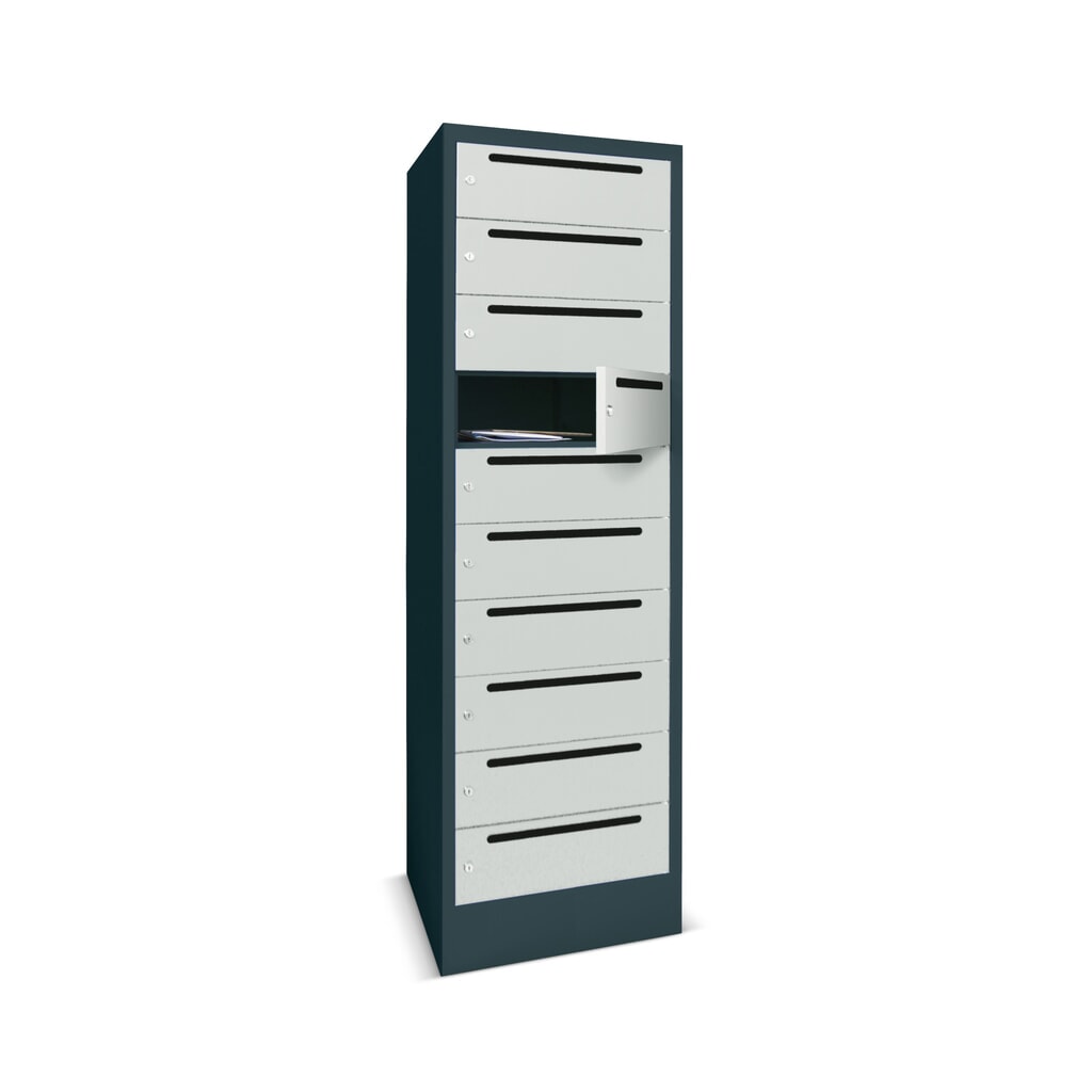 Product afbeelding: Postsorteerkast PAVOY, 1x 10 vakken, hxbxd 1.850 x 330 x 500 mm, lichtgrijs, antracietgrijs