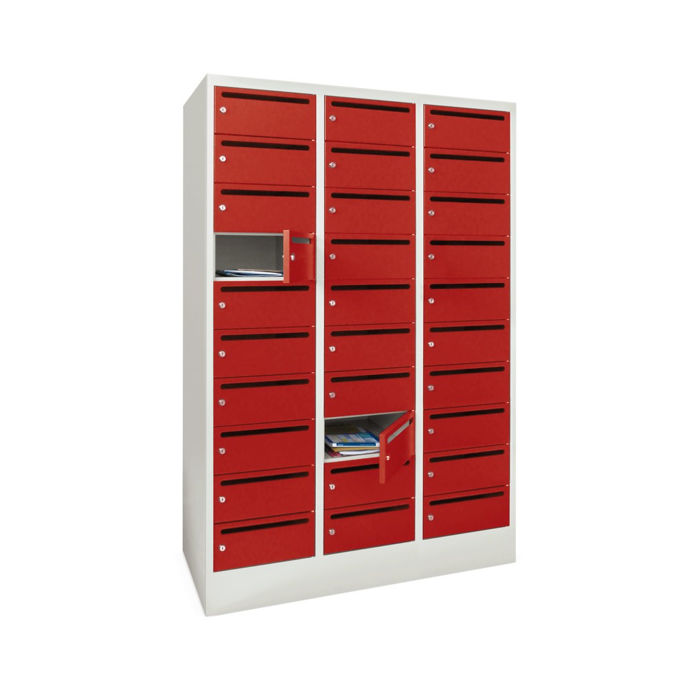 Productafbeelding nr. 1: Postsorteerkast PAVOY, 3x 10 vakken, hxbxd 1.850 x 1.230 x 500 mm, lichtblauw, lichtgrijs