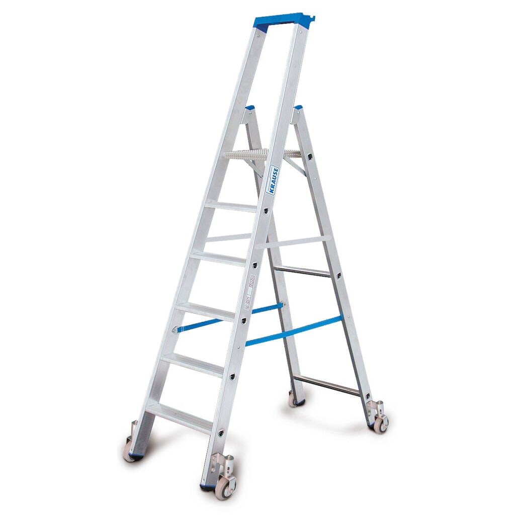 Professionele dubbele trap KRAUSE®, 1-zijdig begaanbaar, met wielen, standhoogte 0,95 m Product afbeelding: Professionele dubbele trap KRAUSE®, 1-zijdig begaanbaar, met wielen, standhoogte 0,95 m