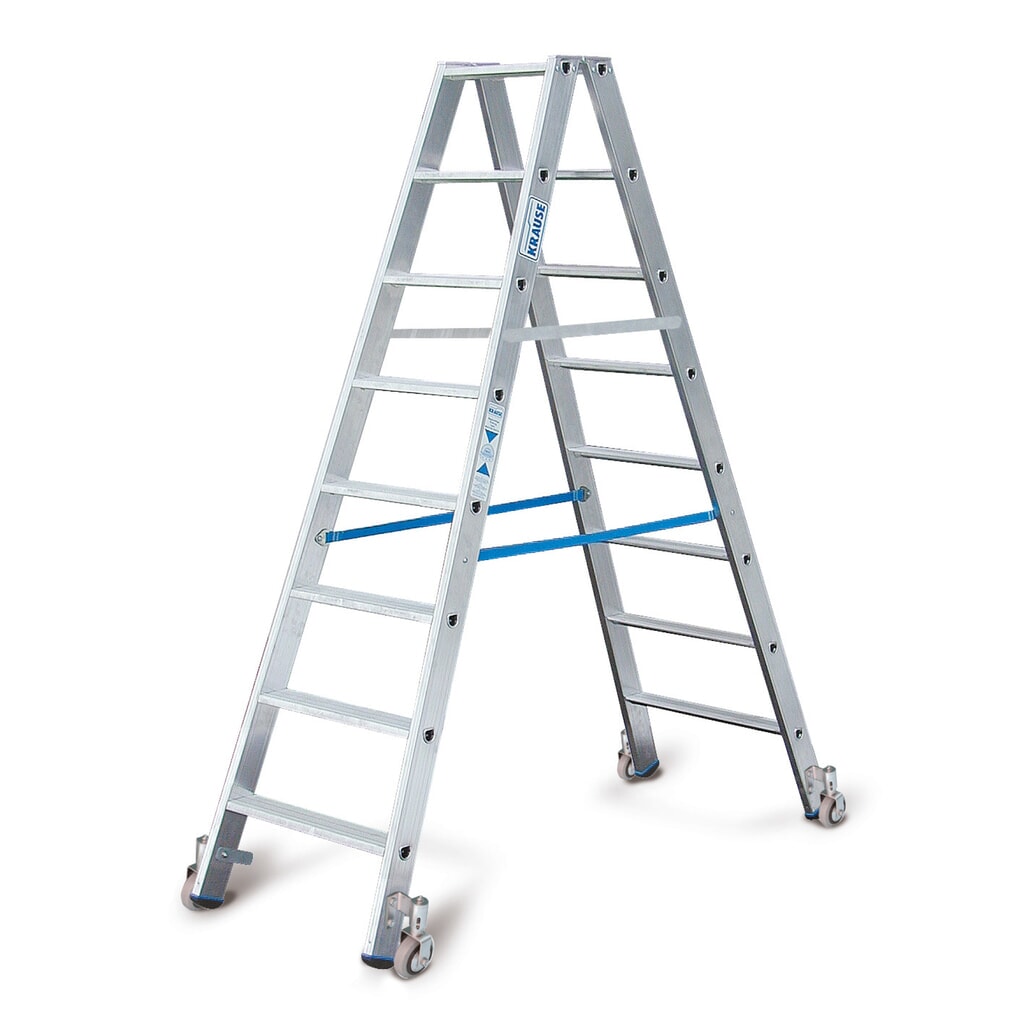 Professionele dubbele trap KRAUSE®, 2-zijdig begaanbaar, met wielen, standhoogte 0,25 m Product afbeelding: Professionele dubbele trap KRAUSE®, 2-zijdig begaanbaar, met wielen, standhoogte 0,25 m