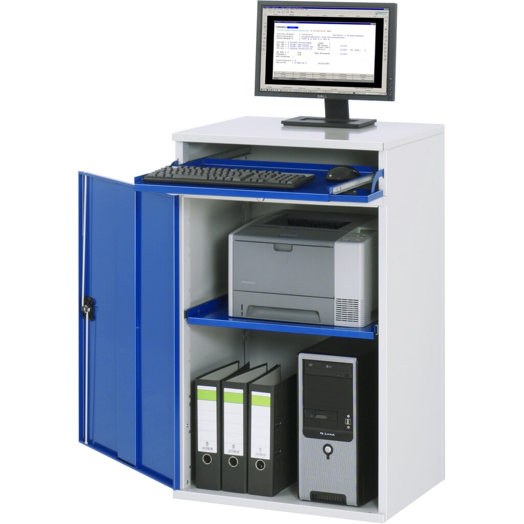 Product afbeelding: RAU computerkast, h x b x d 1.060 x 650 x 520 mm, met 1 openslaande deur en uitschuifblad voor het toetsenbord