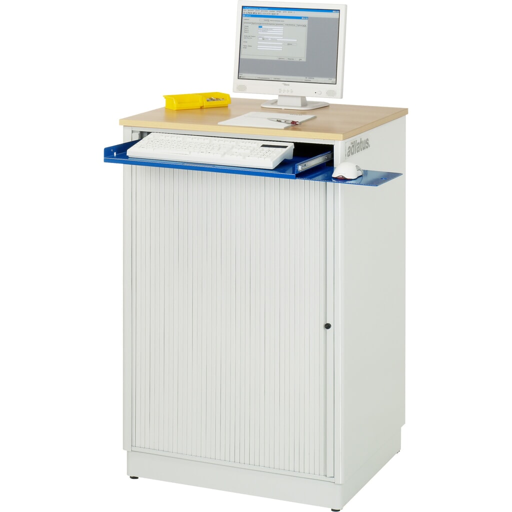 RAU computerstations, h x b x d 1.100 x 720 x 660 mm, werkblad met beukendecor, met rolluik, contactdooslijst Productafbeelding nr. 5: RAU computerstations, h x b x d 1.100 x 720 x 660 mm, werkblad met beukendecor, met rolluik, contactdooslijst