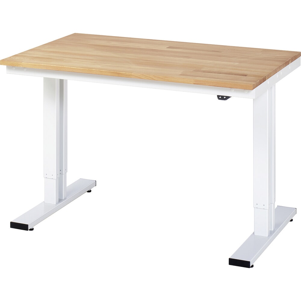 Product afbeelding: RAU elektrisch in hoogte verstelbare werktafel serie adlatus 300, h x b x d 720-1.120 x 1.250 x 800 mm, massief beuken werkblad