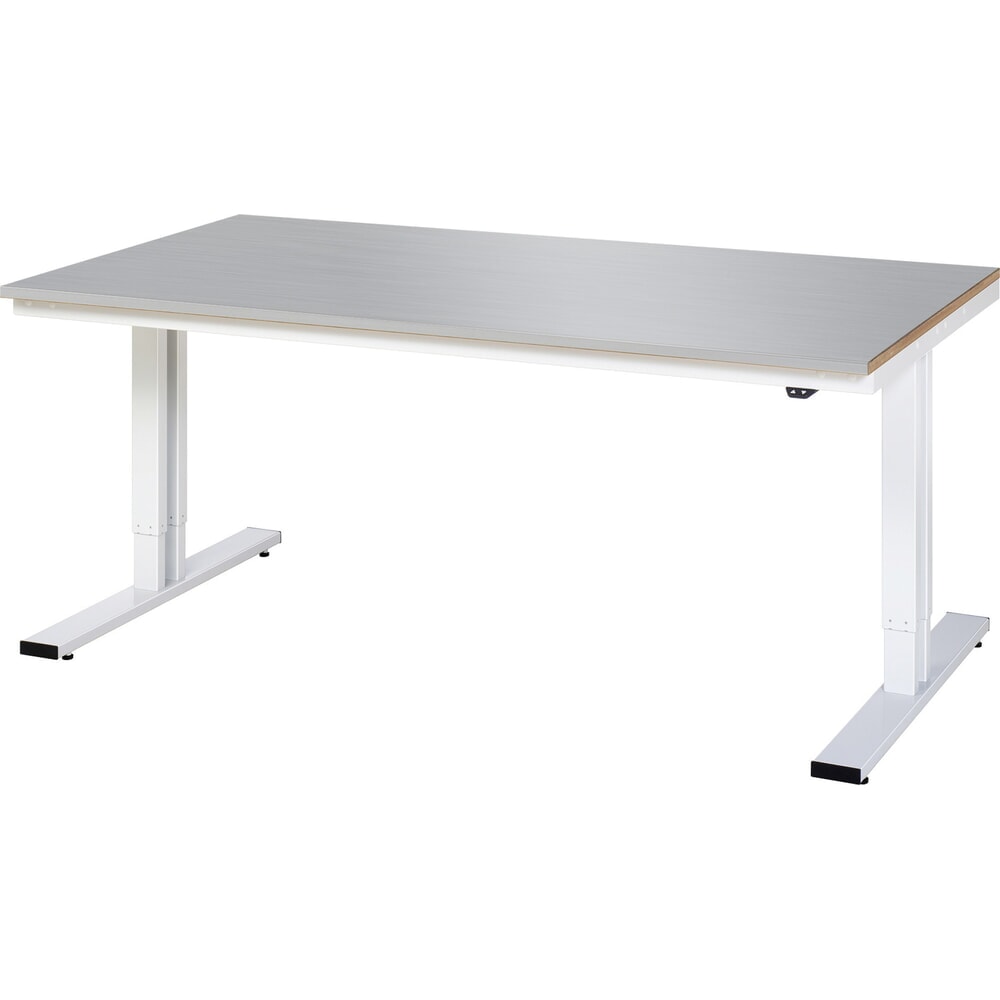Product afbeelding: RAU elektrisch in hoogte verstelbare werktafel serie adlatus 300, h x b x d 720-1.120 x 2.000 x 1.000 mm, werkblad met bekleding van roestvrijstalen plaat