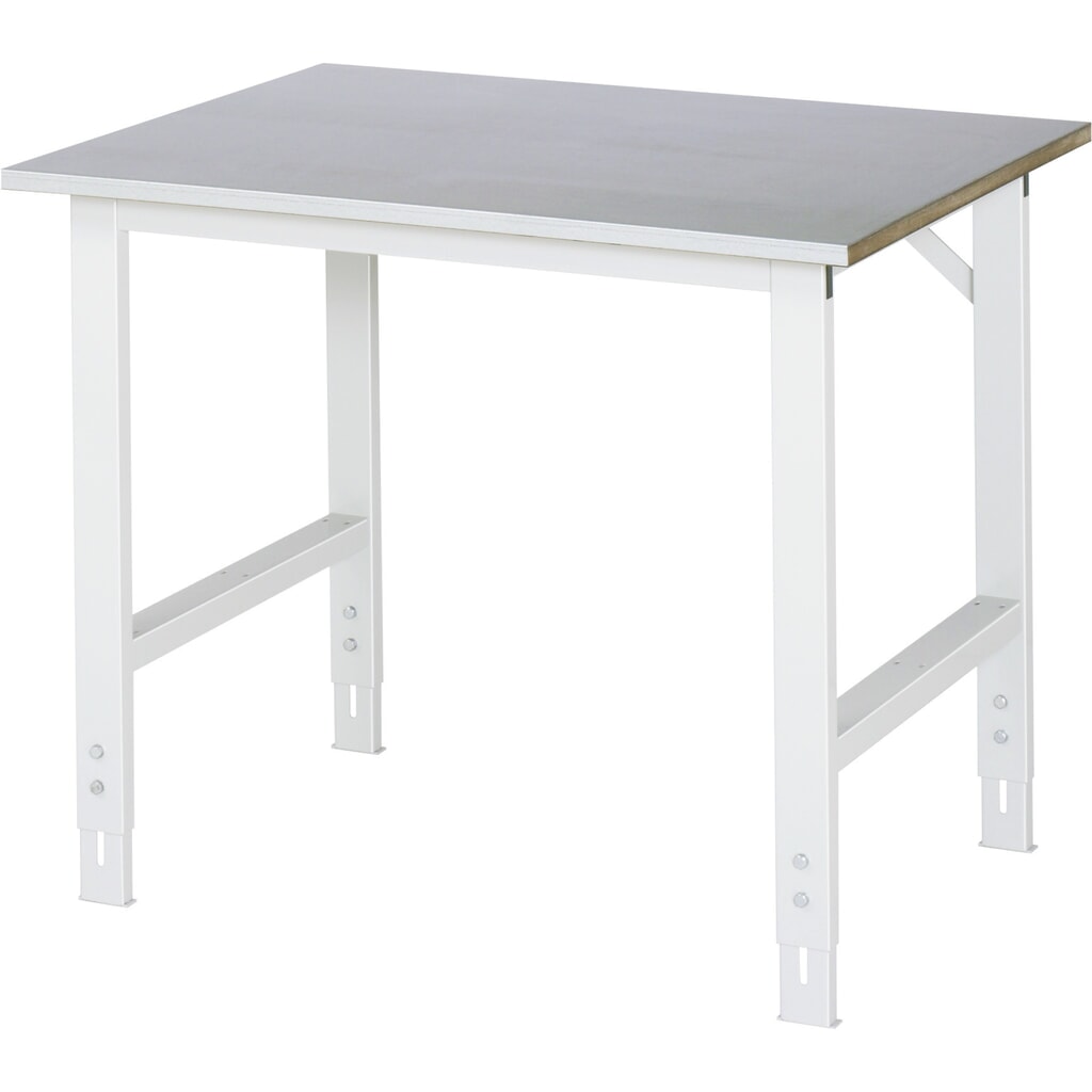 Product afbeelding: RAU in hoogte verstelbare werktafel serie TOM, h x b x d 760-1.080 x 1.000 x 800 mm, werkblad met bekleding van roestvrijstalen plaat