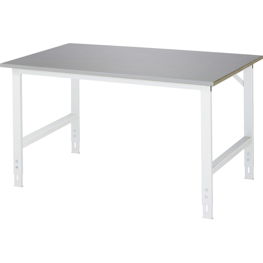 Productafbeelding nr. 1: RAU in hoogte verstelbare werktafel serie TOM, h x b x d 760-1.080 x 1.500 x 1.000 mm, werkblad met bekleding van roestvrijstalen plaat