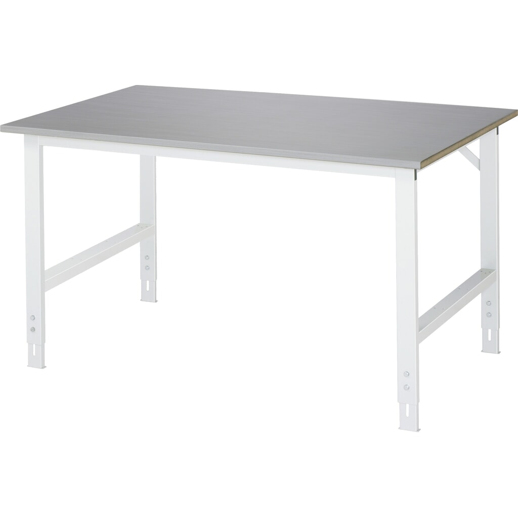 RAU in hoogte verstelbare werktafel serie TOM, h x b x d 760-1.080 x 1.500 x 1.000 mm, werkblad met bekleding van roestvrijstalen plaat Product afbeelding: RAU in hoogte verstelbare werktafel serie TOM, h x b x d 760-1.080 x 1.500 x 1.000 mm, werkblad met bekleding van roestvrijstalen plaat