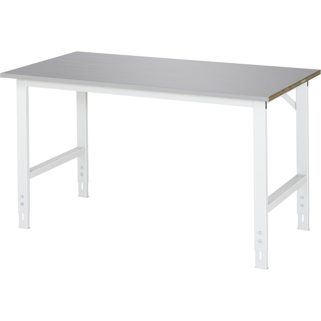 RAU in hoogte verstelbare werktafel serie TOM, h x b x d 760-1.080 x 1.500 x 800 mm, werkblad met bekleding van roestvrijstalen plaat Product afbeelding: RAU in hoogte verstelbare werktafel serie TOM, h x b x d 760-1.080 x 1.500 x 800 mm, werkblad met bekleding van roestvrijstalen plaat
