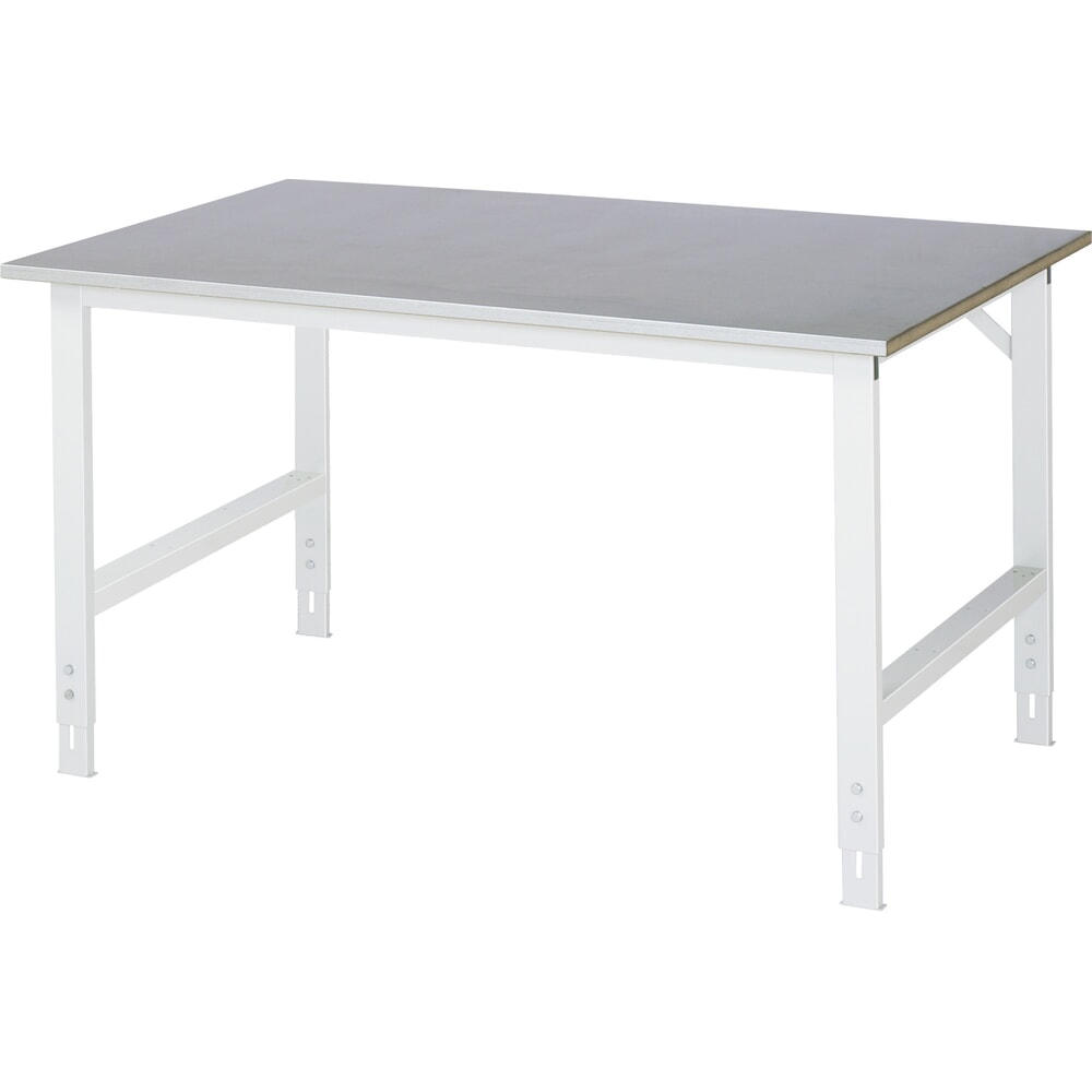 Productafbeelding nr. 1: RAU in hoogte verstelbare werktafel serie TOM, h x b x d 760-1.080 x 1.500 x 1.000 mm, werkblad met bekleding van roestvrijstalen plaat