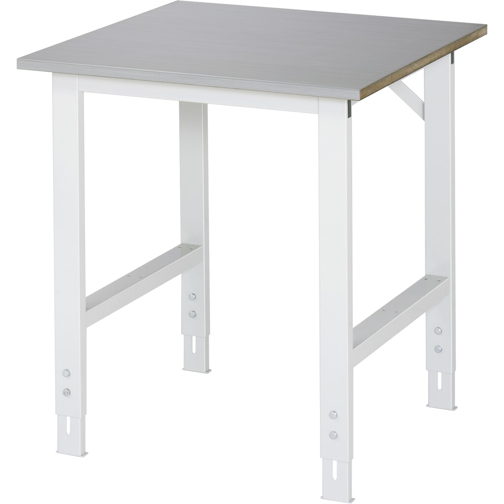 RAU in hoogte verstelbare werktafel serie TOM, h x b x d 760-1.080 x 750 x 800 mm, werkblad met bekleding van roestvrijstalen plaat Product afbeelding: RAU in hoogte verstelbare werktafel serie TOM, h x b x d 760-1.080 x 750 x 800 mm, werkblad met bekleding van roestvrijstalen plaat