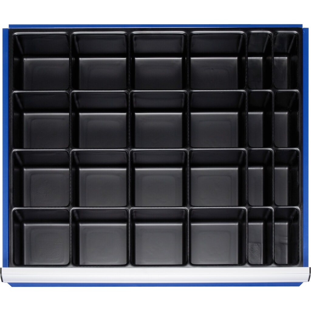 RAU indelingsset voor lade, h x b x d 90 x 680 x 560 mm, met inzetstuk voor kleine onderdelen en 24 vakken, maat XL voor fronthoogte 120-360 mm Product afbeelding: RAU indelingsset voor lade, h x b x d 90 x 680 x 560 mm, met inzetstuk voor kleine onderdelen en 24 vakken, maat XL voor fronthoogte 120-360 mm