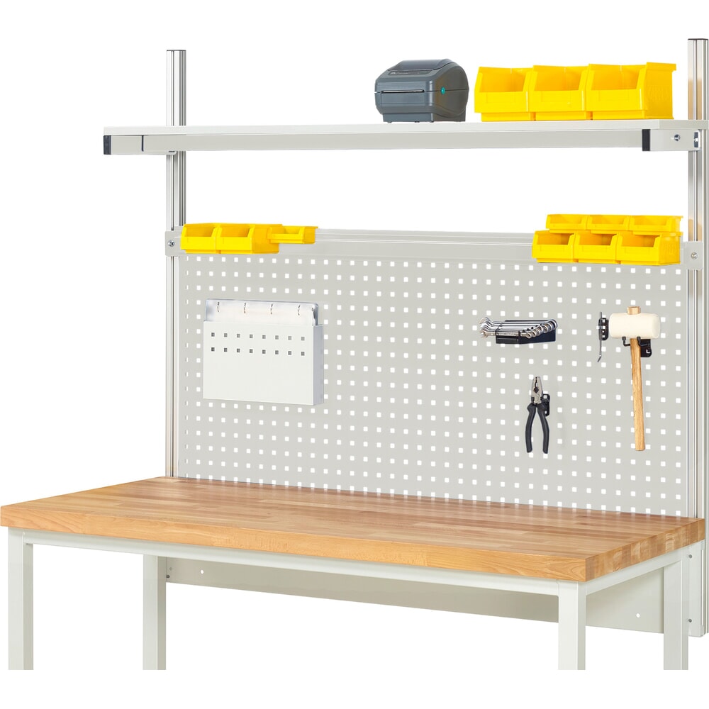Product afbeelding: Werkbankopbouw RAU, hxbxd 1.130 x 1.500 x 350 mm, met 1 legbord / plaat met melamineharscoating en 1 draagrail, complete set 01 voor productbreedte 1.500 mm