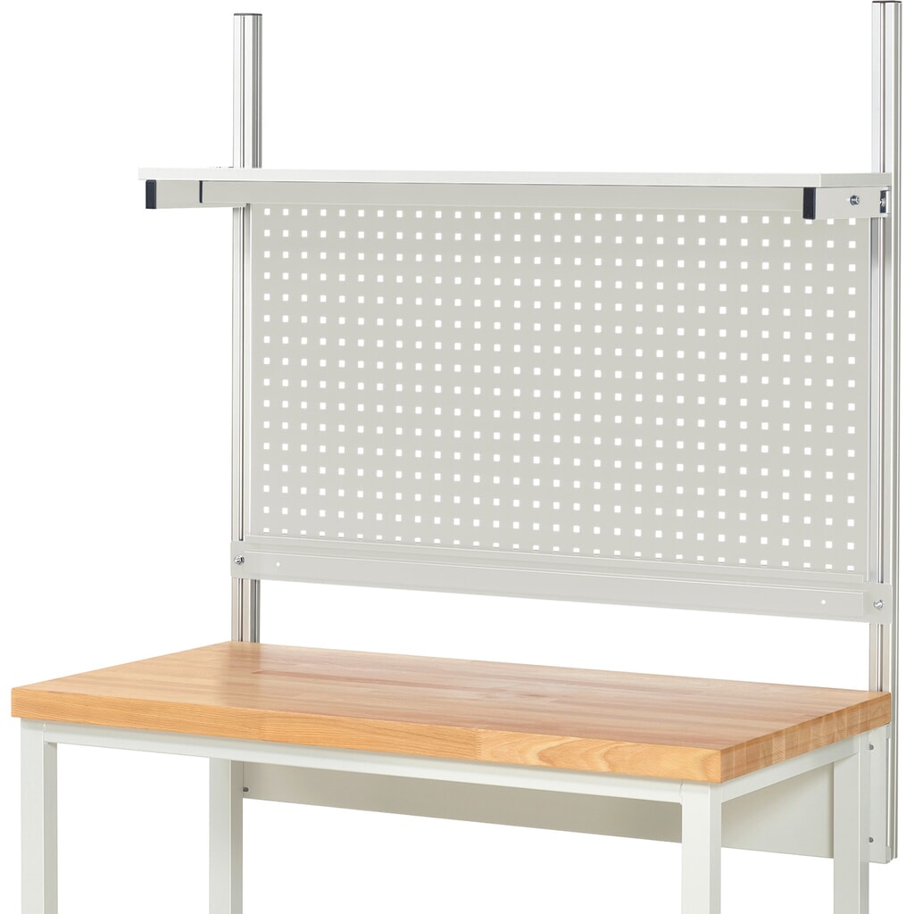 Productafbeelding nr. 2: Werkbankopbouw RAU, hxbxd 1.130 x 1.250 x 350 mm, met 1 legbord / plaat met melamineharscoating en 1 draagrail, complete set 01 voor productbreedte 1.250 mm