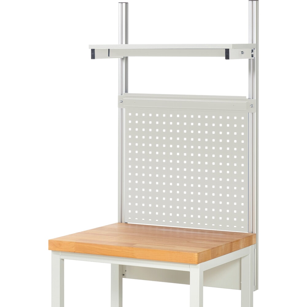 Productafbeelding nr. 2: Werkbankopbouw RAU, hxbxd 1.130 x 750 x 350 mm, met 1 legbord / plaat met melamineharscoating en 1 draagrail, complete set 01 voor productbreedte 750 mm